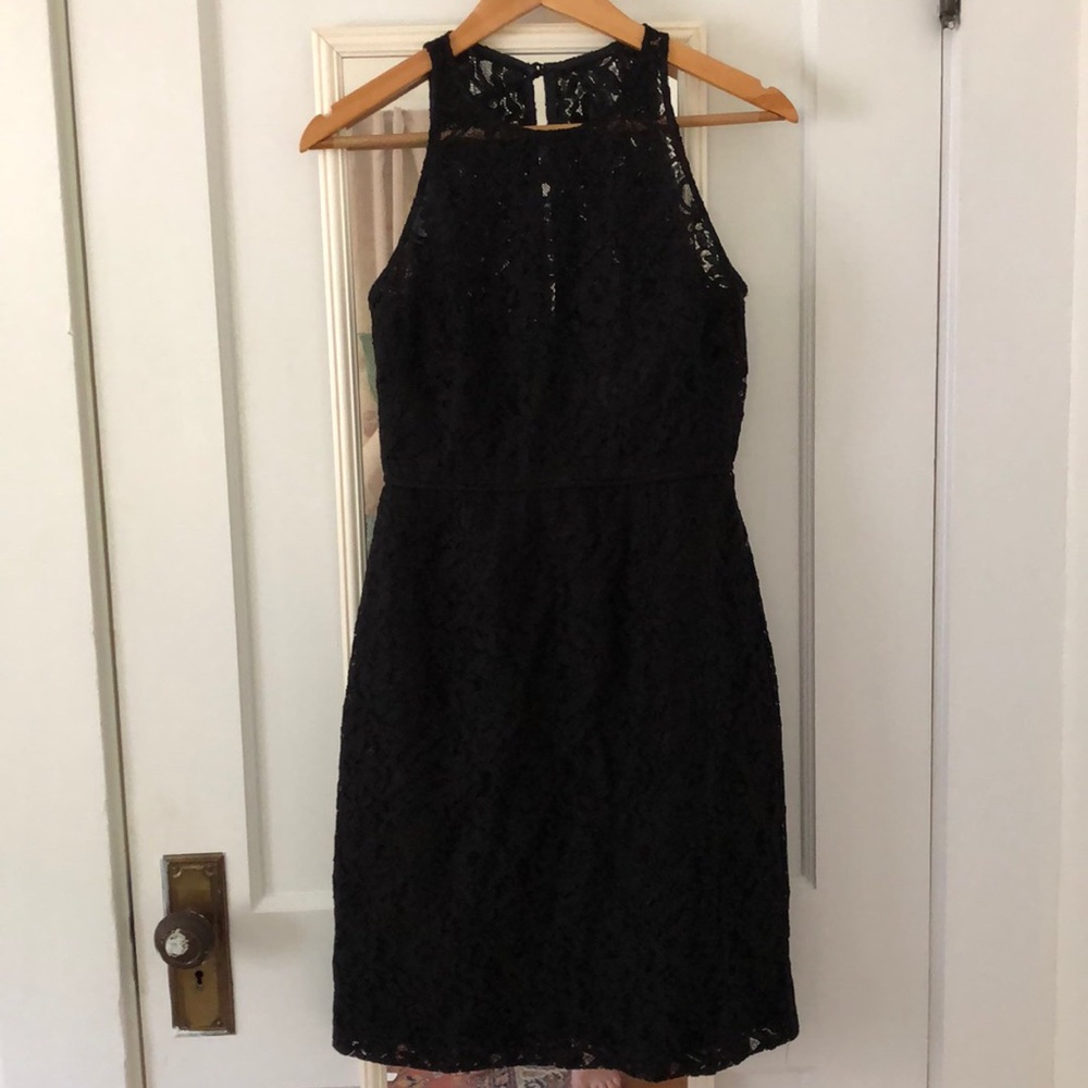 J Crew Black Lace Fitted Dress